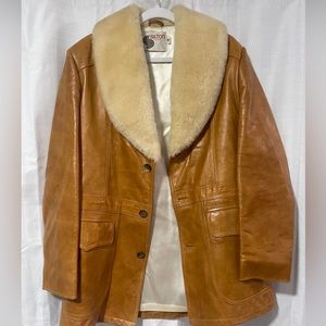 Silton Vintage 70s Buttery Soft Leather Jacket w Fur Collar Trim SZ 40